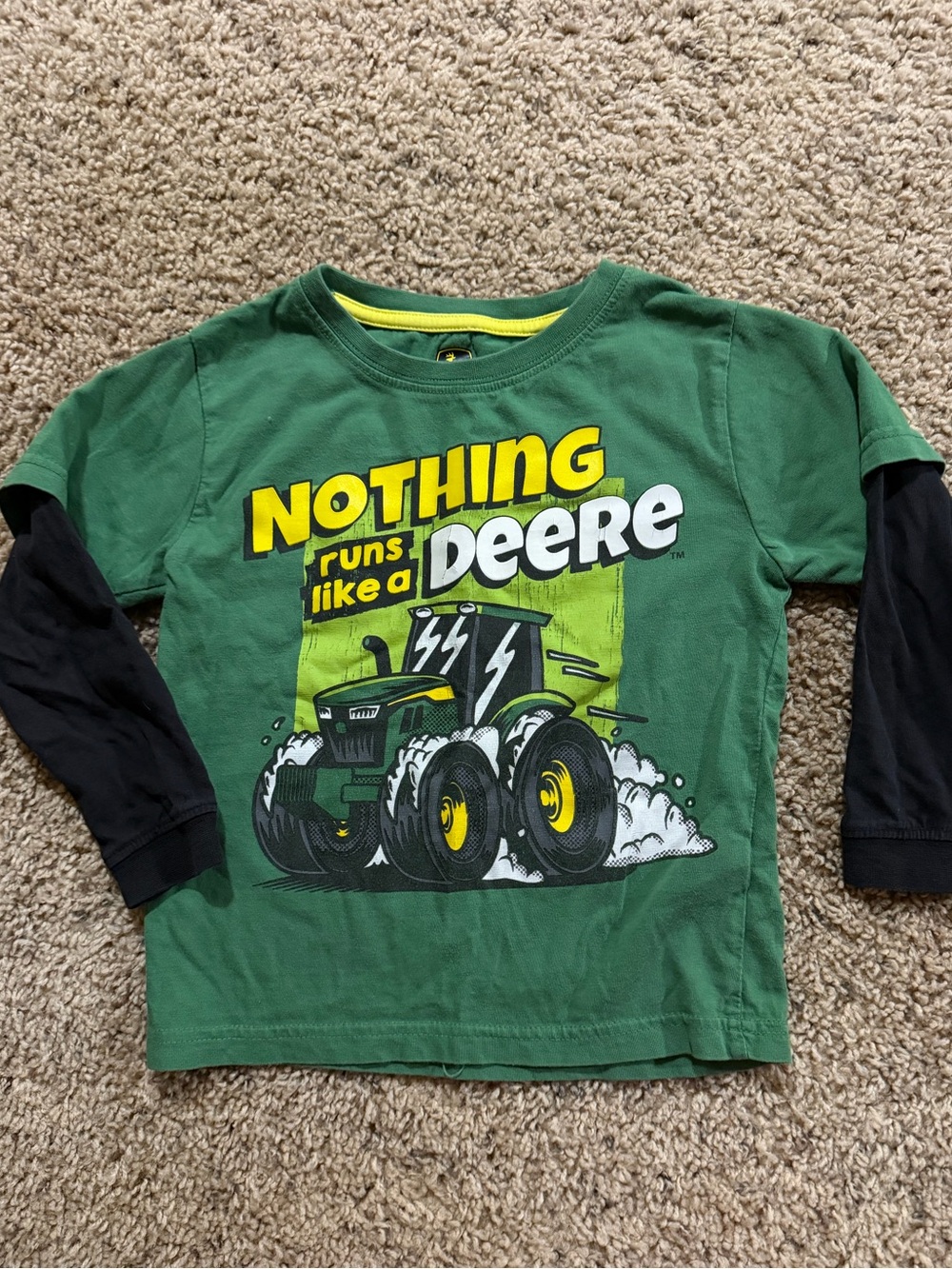 John Deere Green and Black 'Nothing Runs Like a Deere' Kids Long-Sleeve Tee